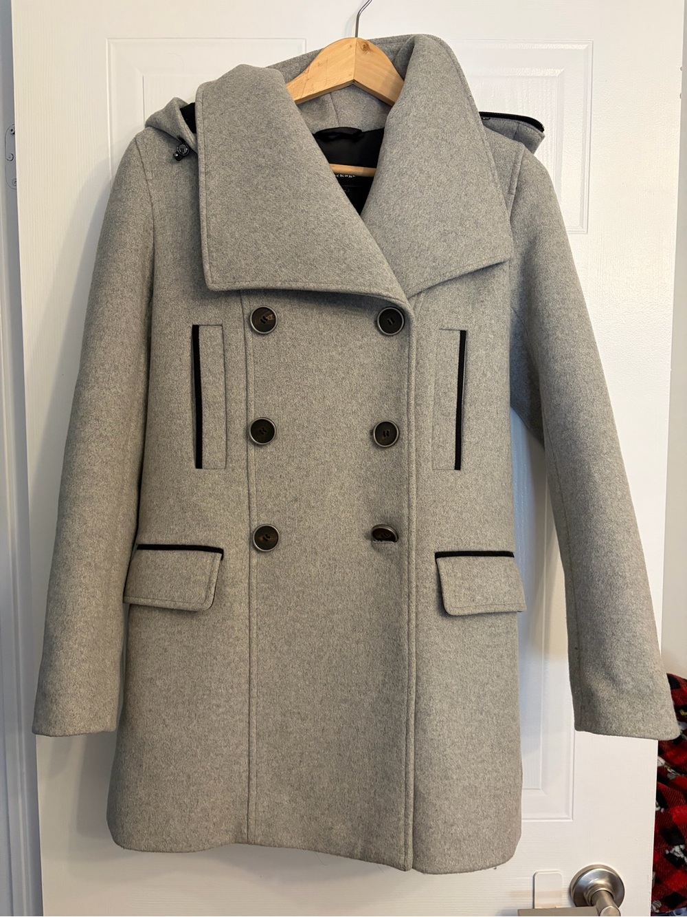 Mackage Cashmere Double-Breasted Grey Wool-Blend Peacoat